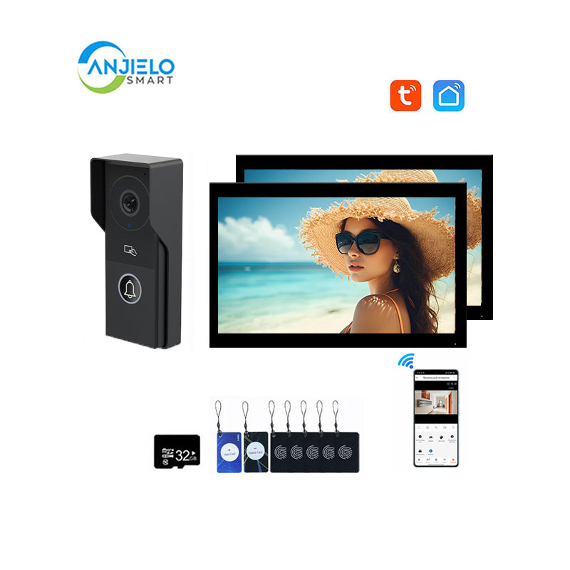 ANJIELO Smart Home Security Intercom System with 1080P 7/10-inch Touch Screen and Waterproof Door Phone, 140° Ultra-wide-angle Monitoring For Home