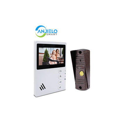 Anjielo 4.3 Inch Monitor Wired Door Phone Metal Doorbell Video Intercom System for Home Apartment Waterproof Night Vision