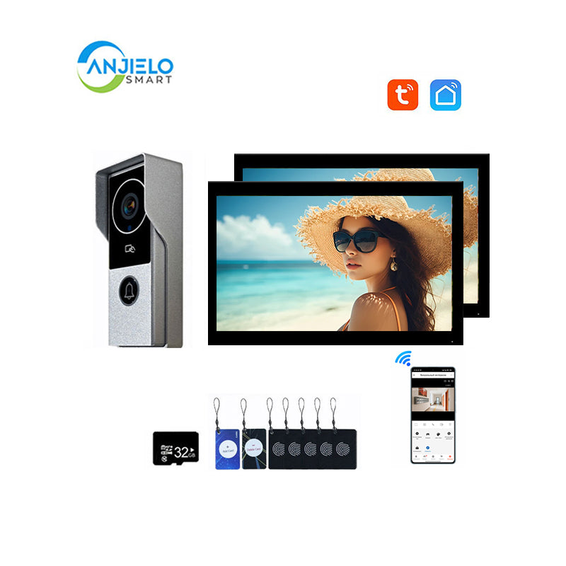 ANJIELO Smart Home Security Intercom System with 1080P 7/10-inch Touch Screen and Waterproof Door Phone, 140° Ultra-wide-angle Monitoring For Home