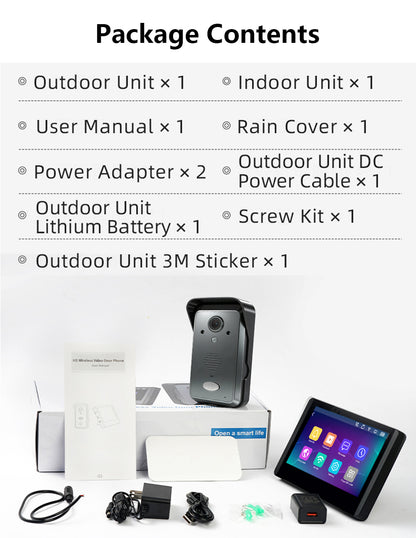 Anjielo AHD 7-inch touchscreen Smart Wireless Doorbell with Video Intercom doorbell tuya app