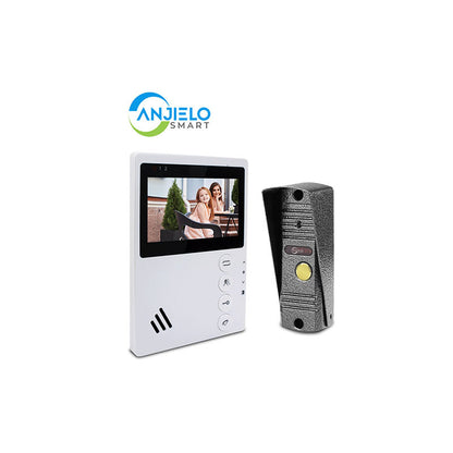 Anjielo 4.3 Inch Monitor Wired Door Phone Metal Doorbell Video Intercom System for Home Apartment Waterproof Night Vision