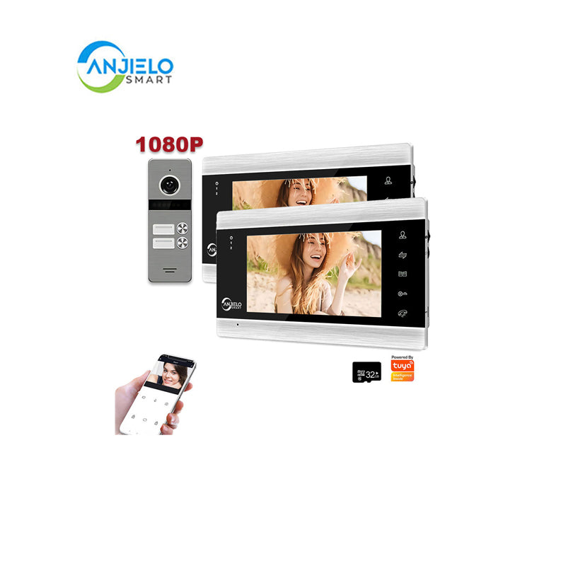 AnjieloSmart Tuya Smart 7" Video Doorbell - HD 1080p Wireless Wired Intercom for Apartments & Homes