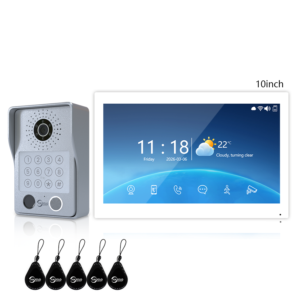 Anjielo Newest 4 wire Video Intercom System With Photo Frame Video Doorbell Motion Detection 5 in 1 unlocking Video Doorphone with Infrared Night Vision for Home and Villa
