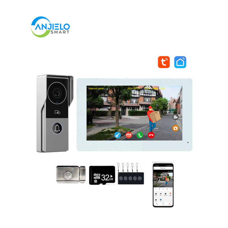 Anjielo Smart Home WiFi Smart Doorphone System by Anjielo Smart 2-Wire Installation with High Definition 1080P Camera and Large 10” Display