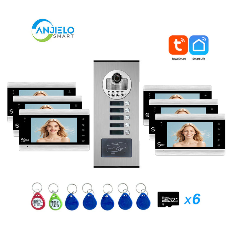 Anjielo Smart Home Tuya Wifi Video Doorphone Doorbell Camera Villa Wifi Video Intercom System for Multi-apartment