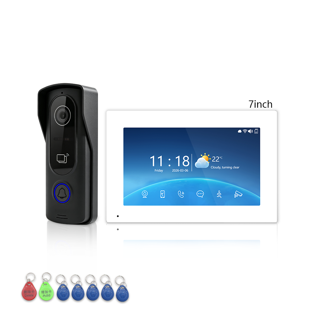 ANJIELO SMART 4-Wire Tuya Video Intercom System, 1080P Wired Villa Door Phone, Motion Detection, IR Night Vision, Multi Indoor Monitor Intercom, RFID Card + APP Remote Unlock