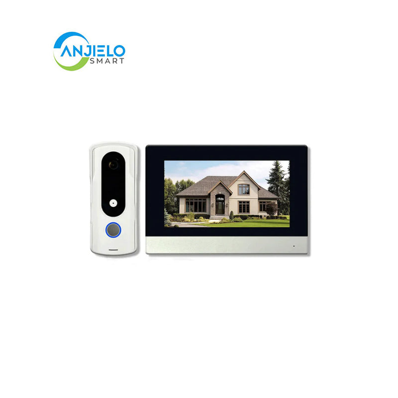 Anjielo Smart Home 7 Inch Touch Screen Video Doorbell Intercom System - Night Vision Camera & Two-Way Audio Home Security