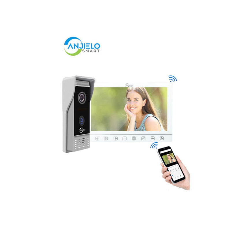 Anjielo Smart Home 10 inch Touch Button Monitor with Motion Detection Night Vision Doorbell Camera Video Intercom For Home Apartment