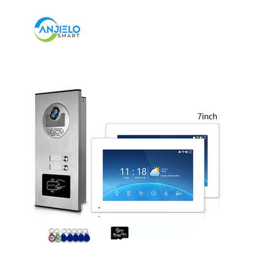 Multi-Family 4-Wire Video Intercom Doorbell System, 1080P HD Camera, 3 Unlock Methods, Tuya Smart App, 2-12 Units, Night Vision & Motion Detection