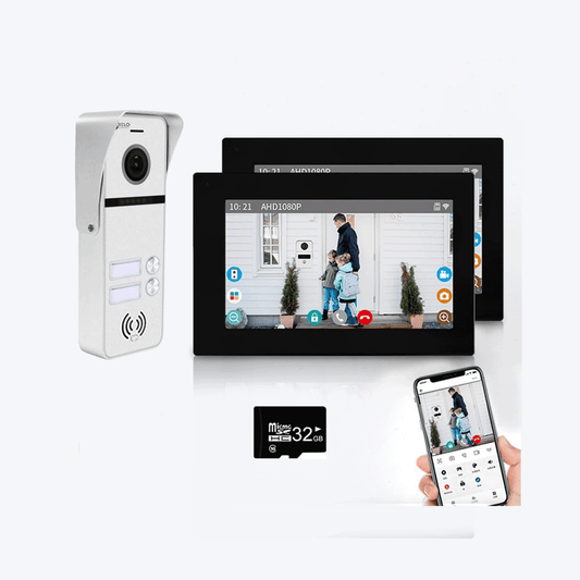 Full Touch Screen Anjielo WiFi Video Intercoms - Tuya Smart 7/10 Inch Intercom for Two Doors with 1080p Resolution and 160° Viewing Angle