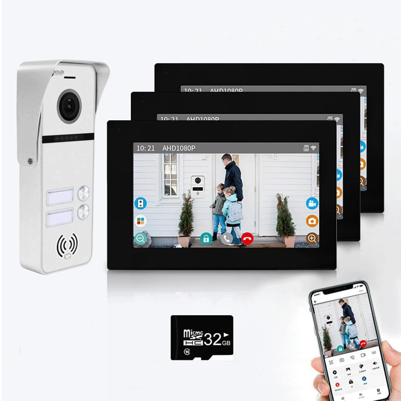 Full Touch Screen Anjielo WiFi Video Intercoms - Tuya Smart 7/10 Inch Intercom for Two Doors with 1080p Resolution and 160° Viewing Angle