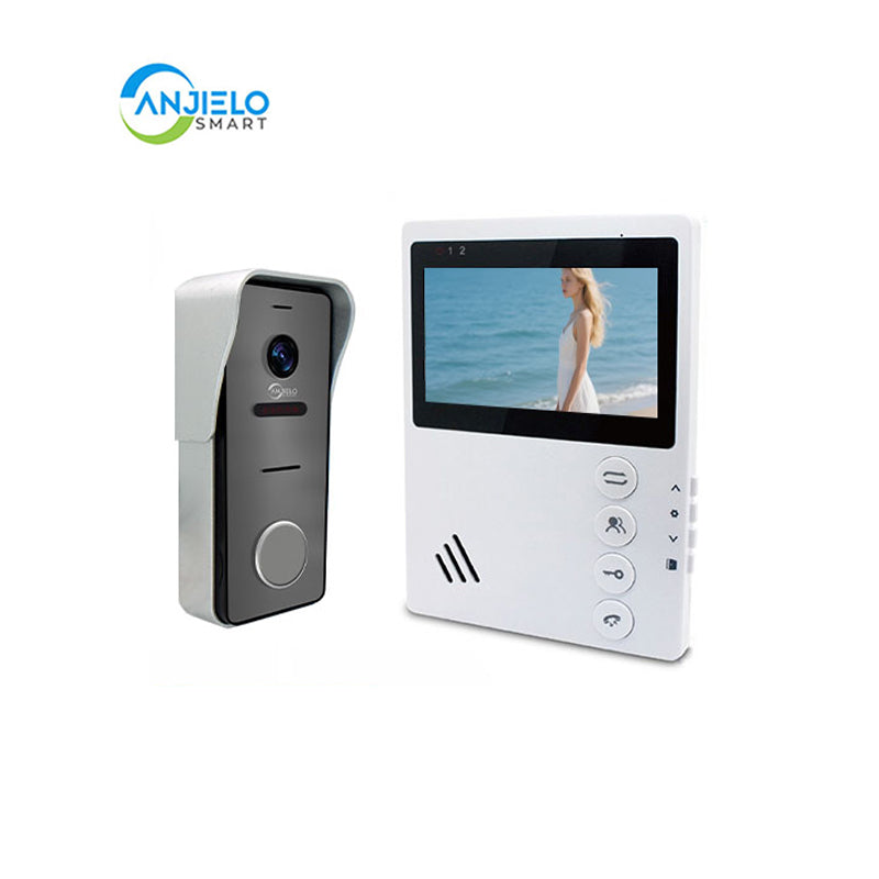 Anjielo Smart Home 4 Wired Video Intercom System Doorbell with a 148° wide-angle Lens, 4.3-inch HD Screen, Support Waterproof IP55 and Infrared Night Vision