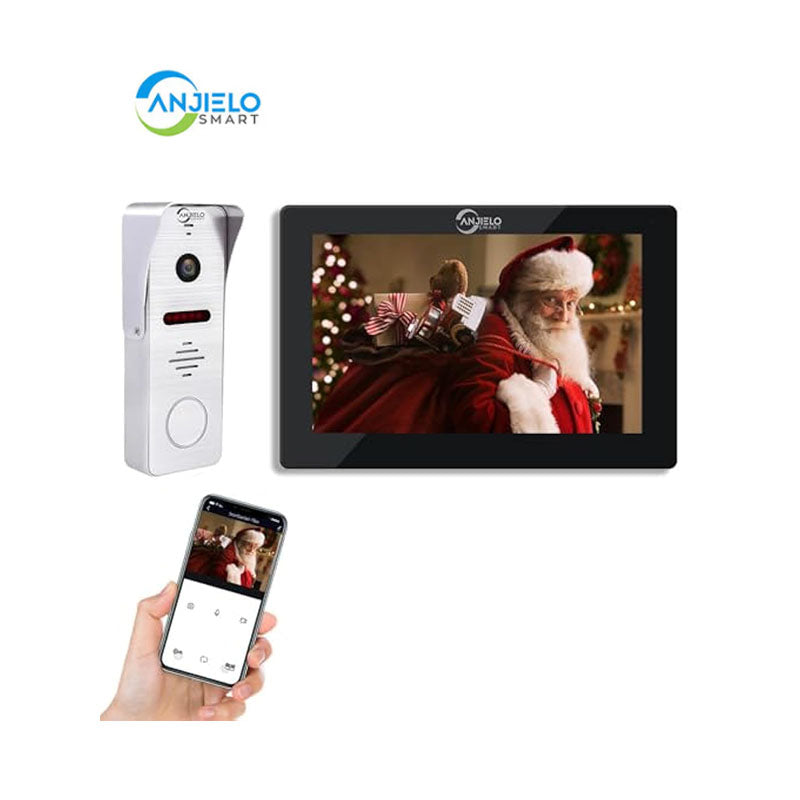 Anjielo Smart Home Wired Video Apartment Doorbell Intercom with 1080P HD Camera,7 Inch WiFi Touch Monitor System,Motion Detect,TUYA Smart Home Video Intercom Door Phone Kits for Home Villa