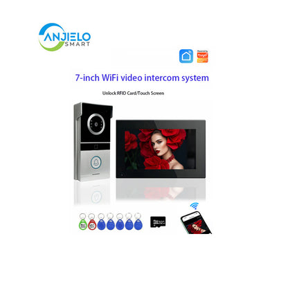 AnjieloSmart Video Intercom 7/10 inch 1080P WiFi Video Door Phone with RFID Unlock IR Night Vision and Two-way Talk Video Intercom System for Home