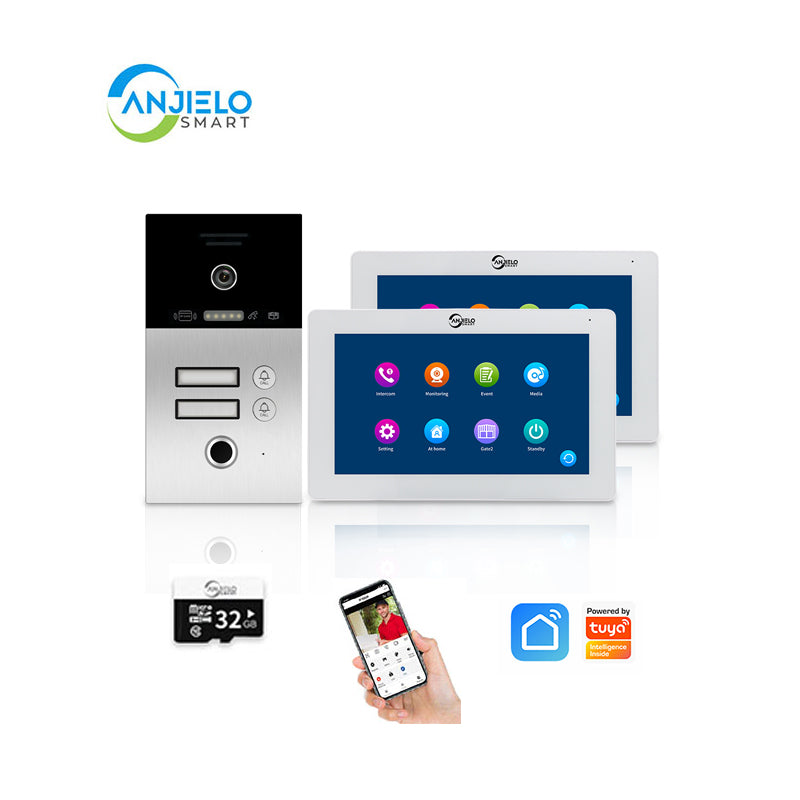 Anjielo Smart Home 2-Wire Video Intercom System HD Color Display -  Smart Door Phone with Night Vision, IP65 Weatherproof, 2-Way Audio for Home Security