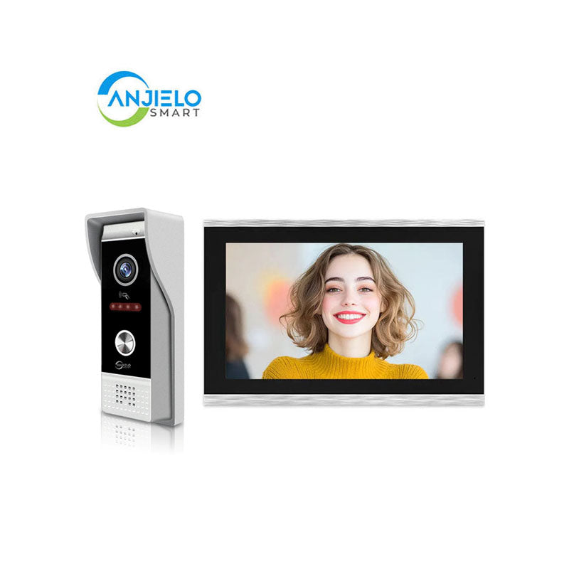 Anjielon Wired Video Doorbell Intercom System 10 Inch Full Touch Monitor 1080P Doorbell Camera,TUYA WiFi Smart Home Video Intercom Door Phone Kits IC Unlock for Villa Home 32G