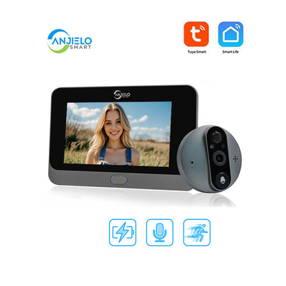 Anjielo Smart Home 1080P Cat's Eye Video Smart Doorbell Cat's Eye Tuya WiFi Cat's Eye Camera Viewer Smart Doorbell Monitoring Kit Supports Night Vision