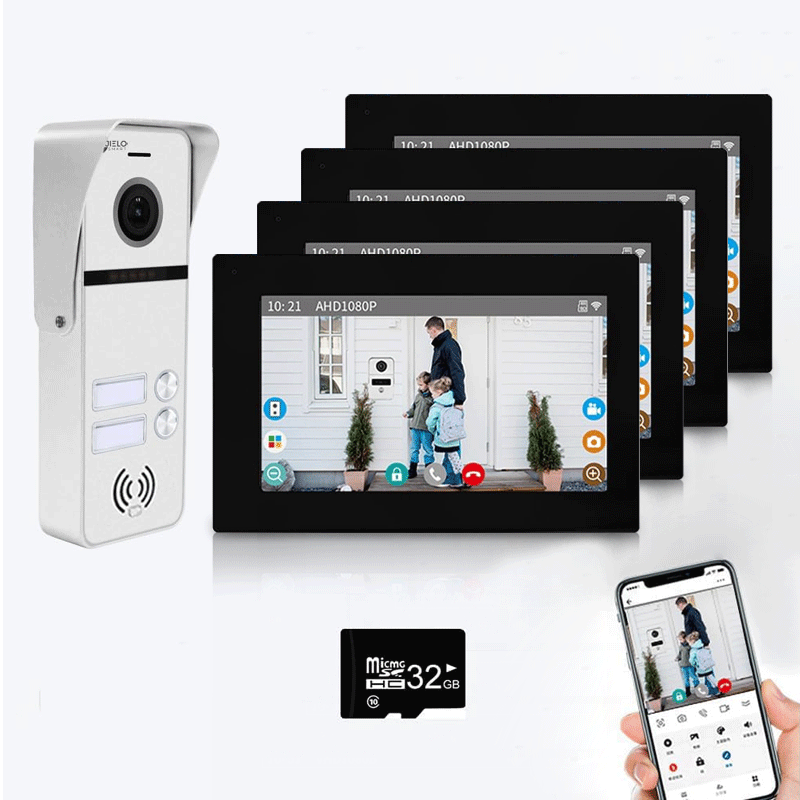 Full Touch Screen Anjielo WiFi Video Intercoms - Tuya Smart 7/10 Inch Intercom for Two Doors with 1080p Resolution and 160° Viewing Angle