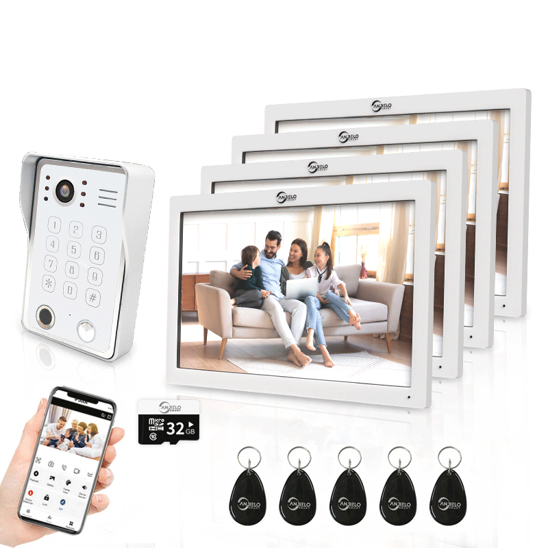 Anjielo Smart Wifi Doorbell Cam by Tuya - 1080p HD Security and Multiple Unlock Options Including RFID Cards