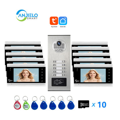 Anjielo Smart Home Tuya Wifi Video Doorphone Doorbell Camera Villa Wifi Video Intercom System for Multi-apartment