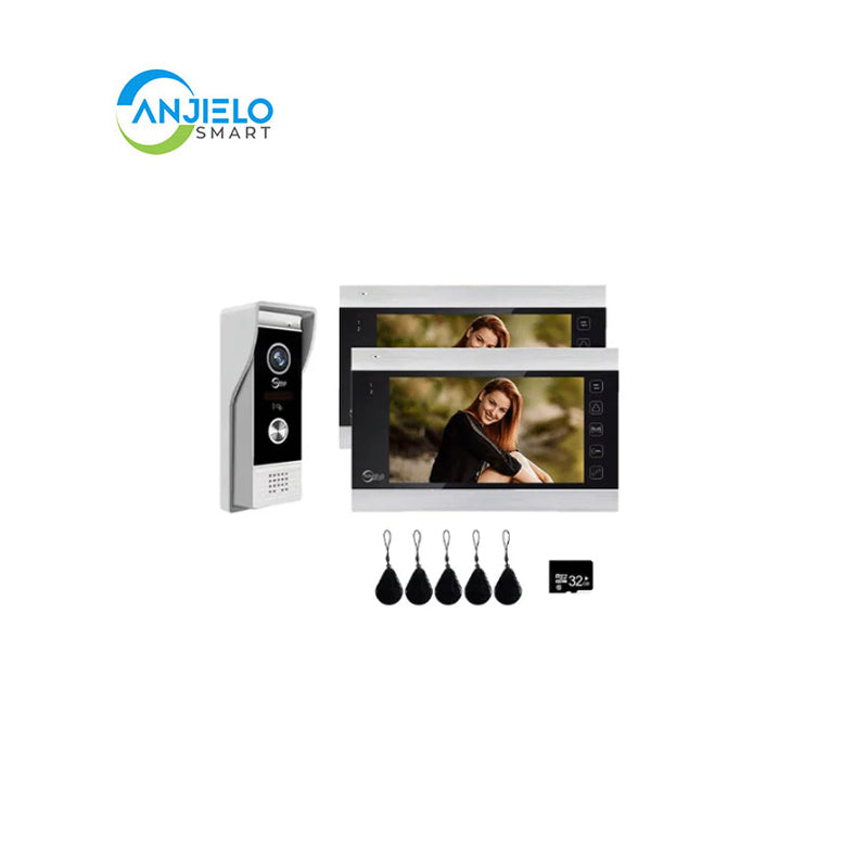 Anjielo Smart WiFi Video Intercom System with 1080P 160°Wide HD Camera 7 lnch Wired Screen Monitor with Night Vision Motion Detect for Vally Apartment