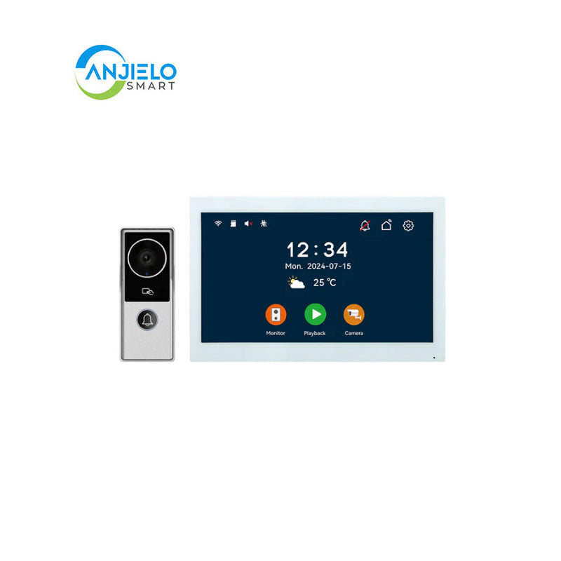 Anjielo Smart Home WiFi Smart Doorphone System by Anjielo Smart 2-Wire Installation with High Definition 1080P Camera and Large 10” Display