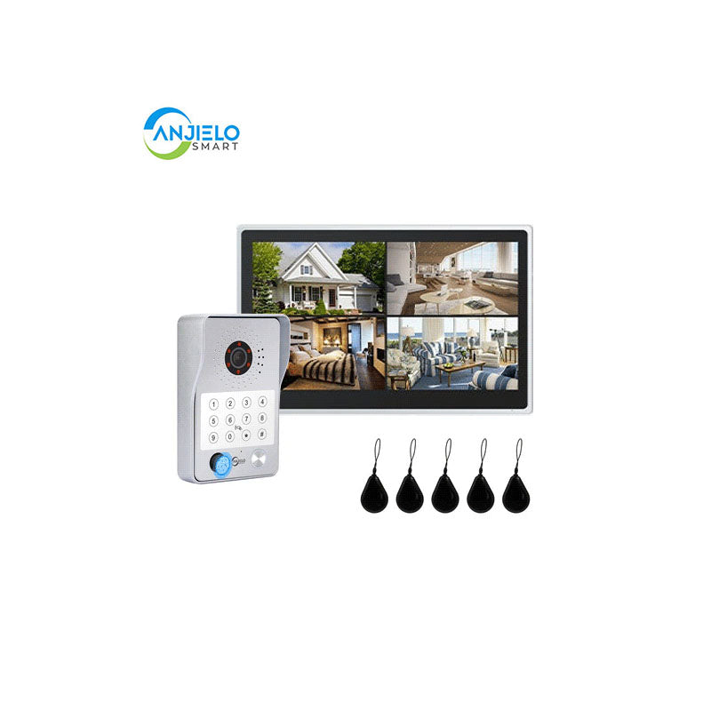 Anjielo Smart Tuya iDVR 1080P HD Wi-Fi Video Doorbell with 15.6" Display - Four Channel Split Screen Security System for Smart Homes