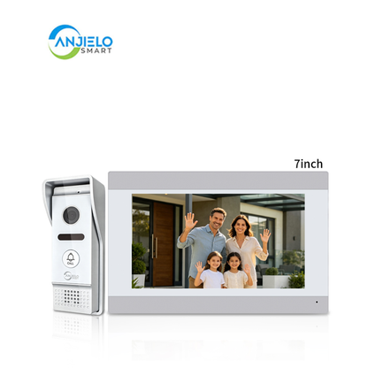 7 Inch 4-Wire WiFi Video Intercom System, Tuya Smart Video Door Phone, Touch Screen Indoor Monitor, 2-Way Audio, Night Vision, Motion Detection, Remote Unlock, Home Security Doorbell Intercom Kit