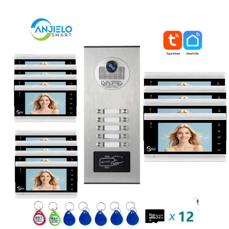 Anjielo Smart Home Tuya Wifi Video Doorphone Doorbell Camera Villa Wifi Video Intercom System for Multi-apartment