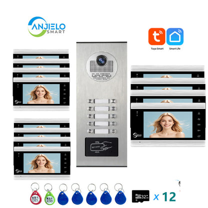 Anjielo Smart Home Tuya Wifi Video Doorphone Doorbell Camera Villa Wifi Video Intercom System for Multi-apartment