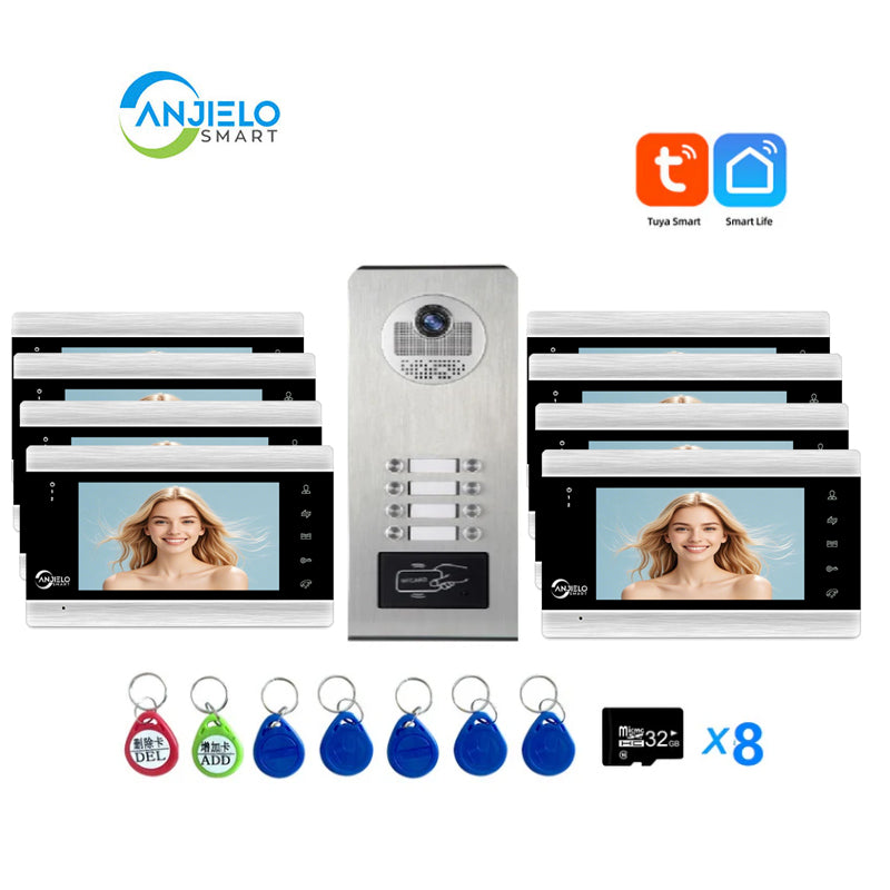 Anjielo Smart Home Tuya Wifi Video Doorphone Doorbell Camera Villa Wifi Video Intercom System for Multi-apartment