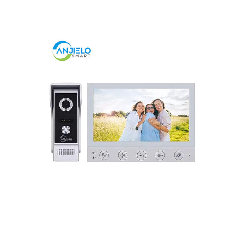 ANJIELO SMART HOME Wired Video Intercom System,7 Inch Monitor,HD Camera Kits,IR Outdoor Camera Support Monitoring,Unlock, 2 Way Intercom,Mute