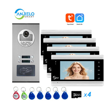 Anjielo Smart Home Tuya Wifi Video Doorphone Doorbell Camera Villa Wifi Video Intercom System for Multi-apartment