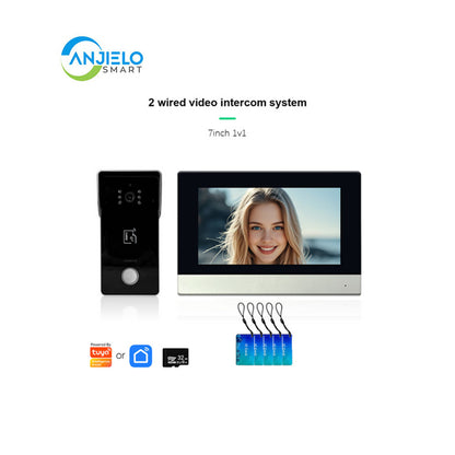 Anjielo Smart Home 1080P 2 Wired Video Doorbell Intercom System Tuya Wifi Motion Dection Doorbell With 7 /10Touch Screen Security Syste for home