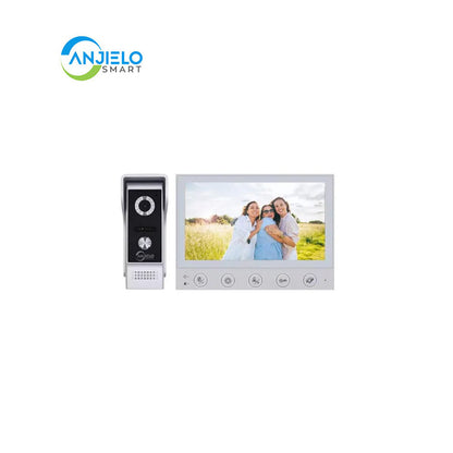 ANJIELO SMART HOME Wired Video Intercom System,7 Inch Monitor,HD Camera Kits,IR Outdoor Camera Support Monitoring,Unlock, 2 Way Intercom,Mute