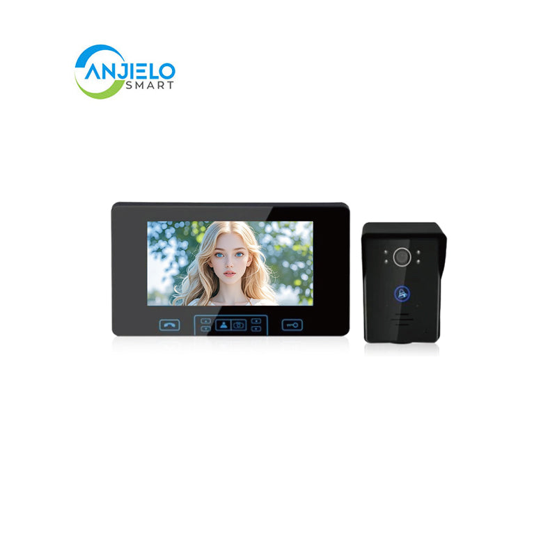 Anjielo Rainproof Wireless Video Doorbell with Digital Frequency Upgrade - 7 Inch Screen & Touch Key Unlock Feature
