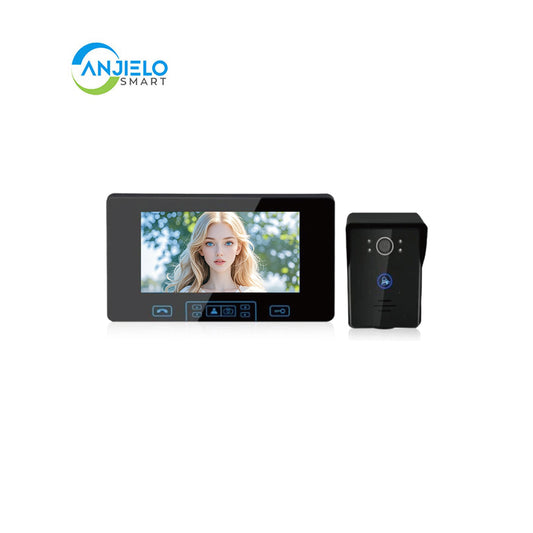 Anjielo Rainproof Wireless Video Doorbell with Digital Frequency Upgrade - 7 Inch Screen & Touch Key Unlock Feature