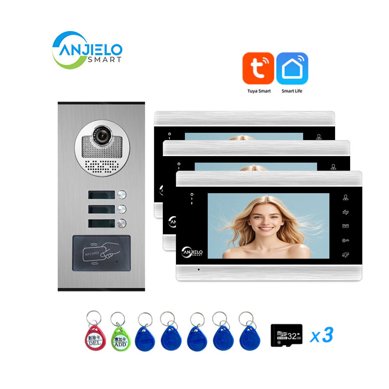 Anjielo Smart Home Tuya Wifi Video Doorphone Doorbell Camera Villa Wifi Video Intercom System for Multi-apartment