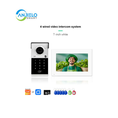 ANJIELO Metal Doorbell Video Intercom for System 10 inch Touch Screen 4in1 Unlock Romote Safety Protection Tuya Smart