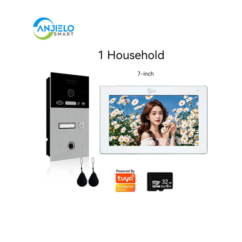 Anjielo Smart Home 2 Wired Video Intercom with 7/10 Inch Display of Wifi Tuya for Multi-Apartment Use