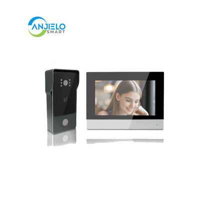 Anjielo Smart Home Tuya Smart IP Video Intercom System Two Wired Doorbell 1080P Camera 7 Inch Touch Screen Password IC Card Unlock Door
