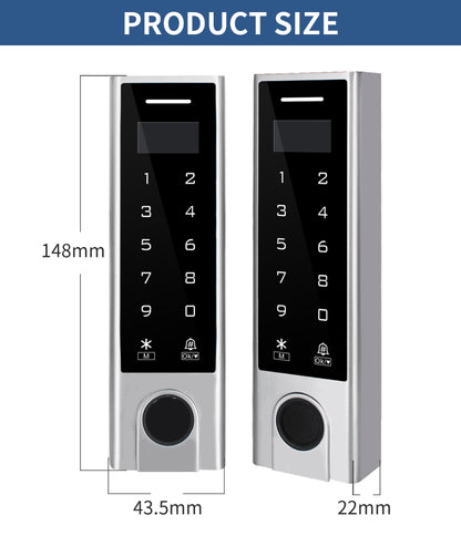 Tuya WiFi Fingerprint Access Control, IP66 Waterproof Metal Keypad Door Lock, OLED Display, RFID EM/Mifare Card + Password + App Remote Unlock, Anti-Vandal Outdoor Access Controller
