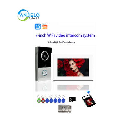 AnjieloSmart Video Intercom 7/10 inch 1080P WiFi Video Door Phone with RFID Unlock IR Night Vision and Two-way Talk Video Intercom System for Home