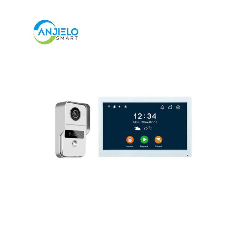 Anjielo Smart Home 10.1 Inch Touch Screen Video Doorbell Intercom System with Night Vision Camera and Two-Way Audio