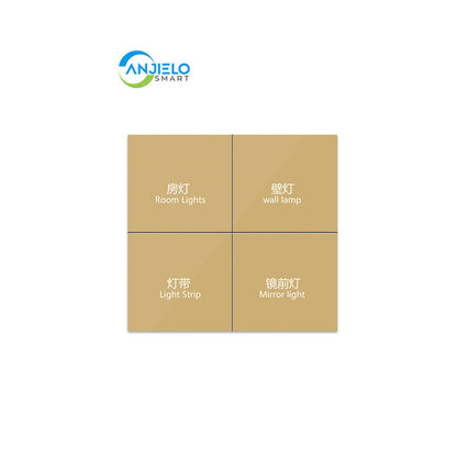 Anjielo Smart Home Zigbee 4-Key Touch Switch for Home Automation Single Pole 4-Way Control ABS/PC Housing SmartLife App Compatible Wi-Fi Zero Fire