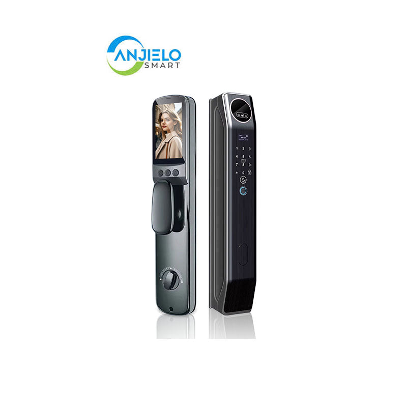 Anjielo Smart Home Automatic Fingerprint Tuya Wifi Lock Multi-functional Tuya Smart Door Lock 3D Face Recognition Digital Locks With Video Intercom