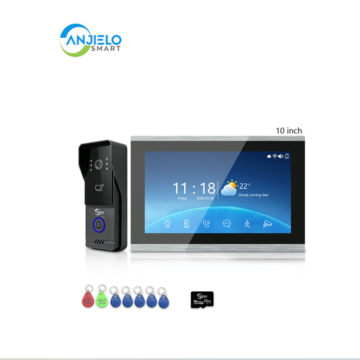 Wired 4‑Wire Smart Video Doorbell Intercom System | 1080P Infrared Night Vision IP65 Waterproof Tuya WiFi Video Door Phone with Touch Screen Monitor Motion Detection 3‑Way Unlock for Home Security