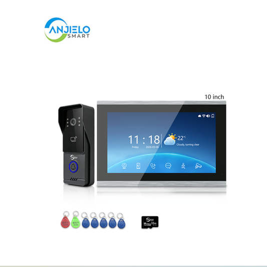 Wired 4‑Wire Smart Video Doorbell Intercom System | 1080P Infrared Night Vision IP65 Waterproof Tuya WiFi Video Door Phone with Touch Screen Monitor Motion Detection 3‑Way Unlock for Home Security