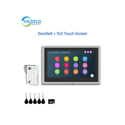 Anjielo Smart Home Tuya Smart Video Intercom with Camera 4CH 15.6inch Touch Screen IDVR 1080P Ddoorbell Intercoms For Apartment