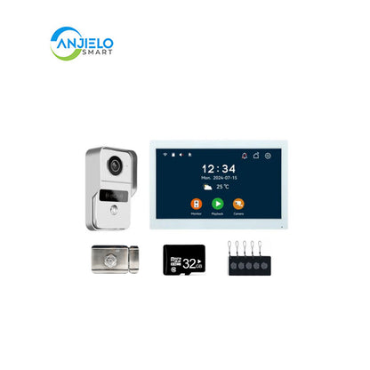 Anjielo Smart Home WiFi Smart Doorphone System by Anjielo Smart 2-Wire Installation with High Definition 1080P Camera and Large 10” Display